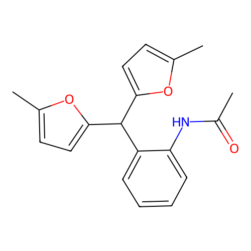 N-{2-[bis(5-methylfuran-2-yl)methyl]phenyl}acetamide structure