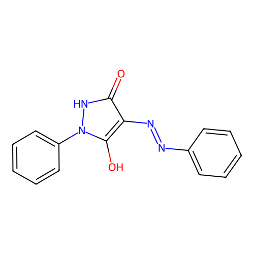 Pyrazolidinetrione, phenyl-, 4-(phenylhydrazone) structure