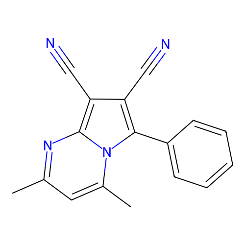 2,4-Dimethyl-6-phenylpyrrolo[1,2-a]pyrimidine-7,8-dicarbonitrile structure