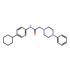 N-(4-cyclohexylphenyl)-2-(4-phenylpiperazin-1-yl)acetamide structure