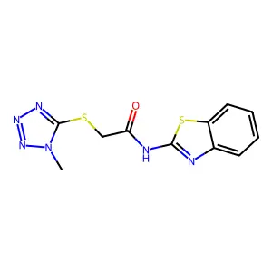 N-(1,3-benzothiazol-2-yl)-2-(1-methyltetrazol-5-yl)sulfanylacetamide structure