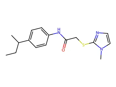 N-(4-butan-2-ylphenyl)-2-(1-methylimidazol-2-yl)sulfanylacetamide structure