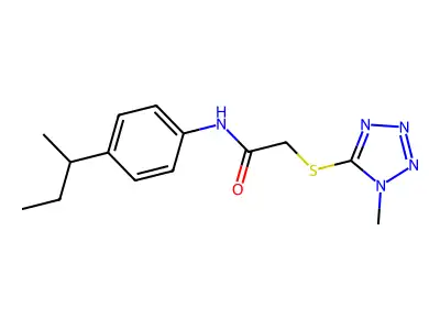 N-(4-butan-2-ylphenyl)-2-(1-methyltetrazol-5-yl)sulfanylacetamide structure