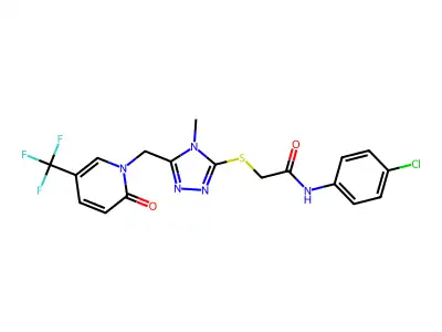 N-(4-Chlorophenyl)-2-[[4-methyl-5-[[2-oxo-5-(trifluoromethyl)-1(2H)-pyridinyl]methyl]-4H-1,2,4-triazol-3-yl]thio]acetamide structure