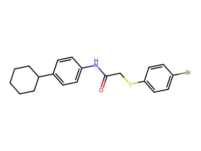2-[(4-bromophenyl)sulfanyl]-N-(4-cyclohexylphenyl)acetamide structure