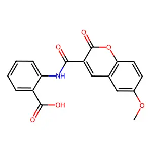 2-[(6-Methoxy-2-oxochromen-3-yl)carbonylamino]benzoic acid structure
