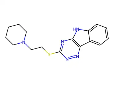3-[2-(1-piperidinyl)ethylthio]-5H-[1,2,4]triazino[5,6-b]indole structure