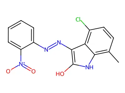 4-chloro-7-methyl-3-[(2-nitrophenyl)diazenyl]-1H-indol-2-ol structure