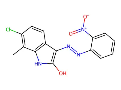 6-Chloro-7-methyl-3-[2-(2-nitrophenyl)hydrazinyl]indol-2-one structure