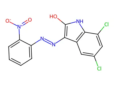 5,7-Dichloro-3-[2-(2-nitrophenyl)hydrazinyl]indol-2-one structure