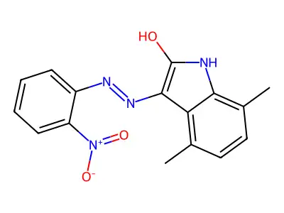 4,7-dimethyl-3-[(2-nitrophenyl)diazenyl]-1H-indol-2-ol structure