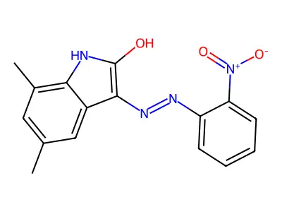 5,7-Dimethyl-3-[2-(2-nitrophenyl)hydrazinyl]indol-2-one structure