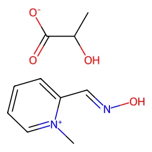 Pyridinium, 2-formyl-1-methyl-, lactate, oxime structure
