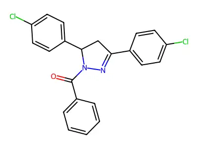 (3,5-bis(4-chlorophenyl)-4,5-dihydro-1H-pyrazol-1-yl)(phenyl)methanone structure