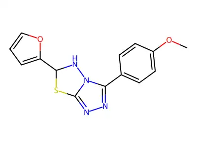 6-(furan-2-yl)-3-(4-methoxyphenyl)-5,6-dihydro-[1,2,4]triazolo[3,4-b][1,3,4]thiadiazole structure