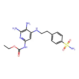 ethyl N-[5,6-diamino-4-[2-(4-sulfamoylphenyl)ethylamino]-2-pyridyl]carbamate structure