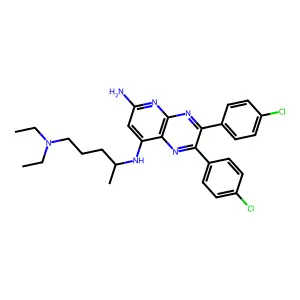 2,3-bis(4-chlorophenyl)-8-N-[5-(diethylamino)pentan-2-yl]pyrido[2,3-b]pyrazine-6,8-diamine structure