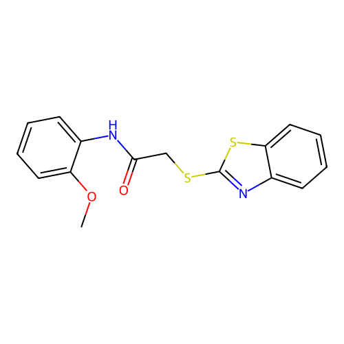 2-(1,3-benzothiazol-2-ylsulfanyl)-N-(2-methoxyphenyl)acetamide structure