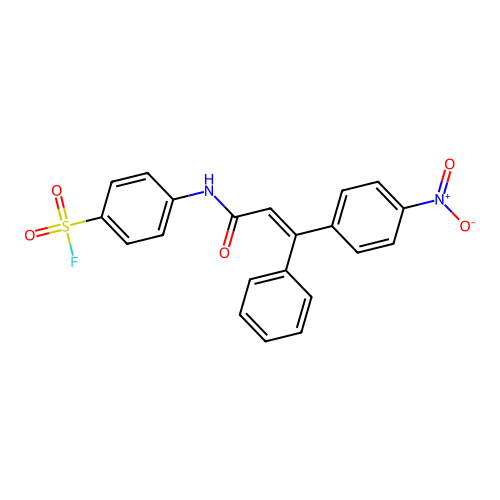 4-[[(E)-3-(4-nitrophenyl)-3-phenylprop-2-enoyl]amino]benzenesulfonyl fluoride structure
