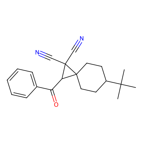 6-(Tert-butyl)-2-(phenylcarbonyl)spiro[2.5]octane-1,1-dicarbonitrile structure