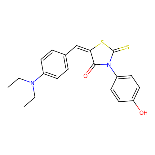 (5E)-5-[4-(diethylamino)benzylidene]-3-(4-hydroxyphenyl)-2-thioxo-1,3-thiazolidin-4-one structure