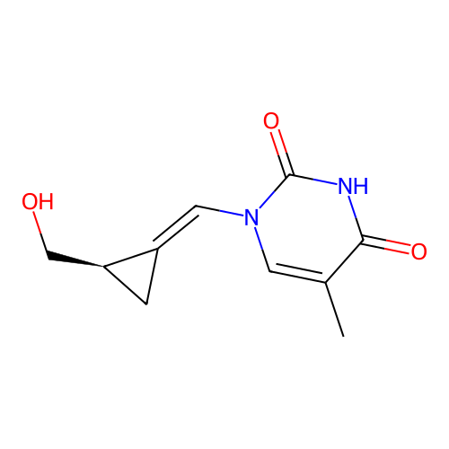 (E)-1-(2-Hydroxymethylcyclopropylidenemethyl)thymidine structure