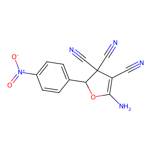 5-amino-2-(4-nitrophenyl)furan-3,3,4(2H)-tricarbonitrile structure