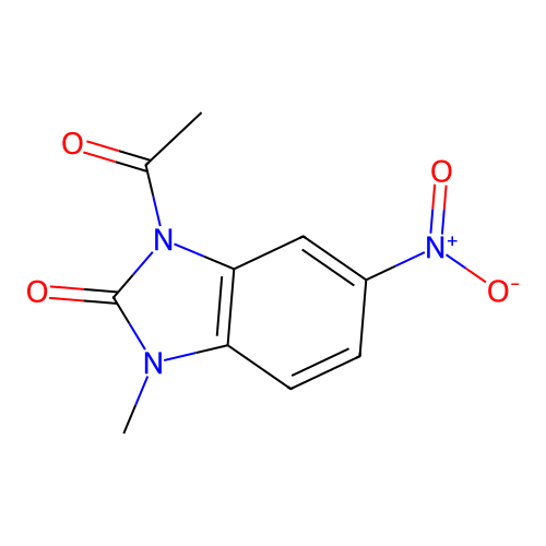 3-acetyl-1-methyl-5-nitro-1,3-dihydro-2H-benzimidazol-2-one structure