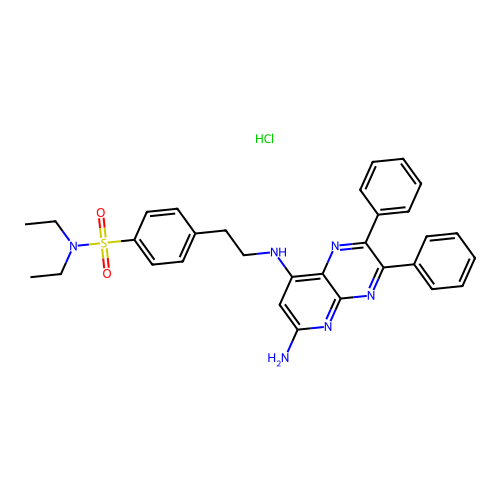 4-[2-[(6-amino-2,3-diphenylpyrido[2,3-b]pyrazin-8-yl)amino]e structure