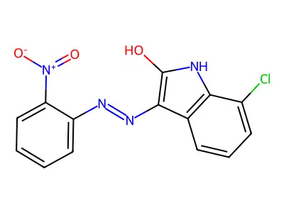 7-Chloro-3-[2-(2-nitrophenyl)hydrazinyl]indol-2-one structure