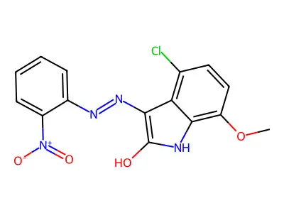 4-Chloro-7-methoxy-3-[2-(2-nitrophenyl)hydrazinyl]indol-2-one structure