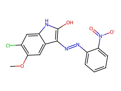 6-Chloro-5-methoxy-3-[2-(2-nitrophenyl)hydrazinyl]indol-2-one structure