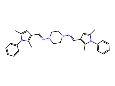 N,N'-(Piperazine-1,4-diyl)bis[1-(2,5-dimethyl-1-phenyl-1H-pyrrol-3-yl)methanimine] structure