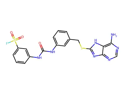 3-[[3-[(6-amino-7H-purin-8-yl)sulfanylmethyl]phenyl]carbamoylamino]benzenesulfonyl Fluoride structure