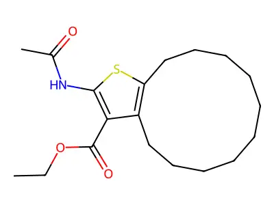 ethyl 2-(acetylamino)-4,5,6,7,8,9,10,11,12,13-decahydrocyclododeca[b]thiophene-3-carboxylate structure