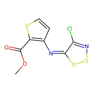 methyl 3-[(4-chloro-5H-1,2,3-dithiazol-5-yliden)amino]-2-thiophenecarboxylate structure
