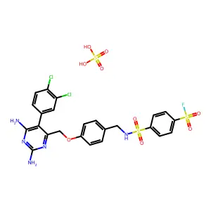 4-[[4-[[2,6-diamino-5-(3,4-dichlorophenyl)pyrimidin-4-yl]methoxy]phenyl]methylsulfamoyl]benzenesulfonyl fluoride; sulfuric acid structure