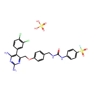 4-[[4-[[2,6-diamino-5-(3,4-dichlorophenyl)pyrimidin-4-yl]methoxy]phenyl]methylcarbamoylamino]benzenesulfonyl fluoride; sulfuric acid structure