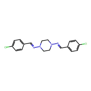 N,N'-(Piperazine-1,4-diyl)bis[1-(4-chlorophenyl)methanimine] structure