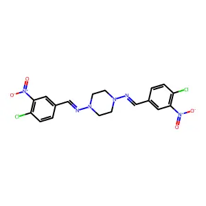 N,N'-(Piperazine-1,4-diyl)bis[1-(4-chloro-3-nitrophenyl)methanimine] structure