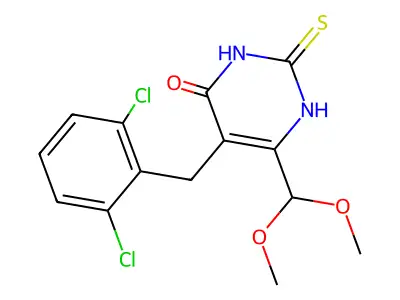 5-[(2,6-dichlorophenyl)methyl]-6-(dimethoxymethyl)-2-sulfany structure