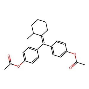 Phenol, 4-((4-(acetyloxy)phenyl)(2-methylcyclohexylidene)methyl)-, acetate structure