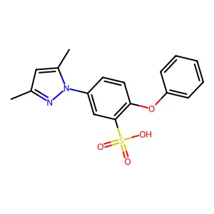 5-(3,5-dimethyl-1H-pyrazol-1-yl)-2-phenoxybenzenesulfonic acid structure