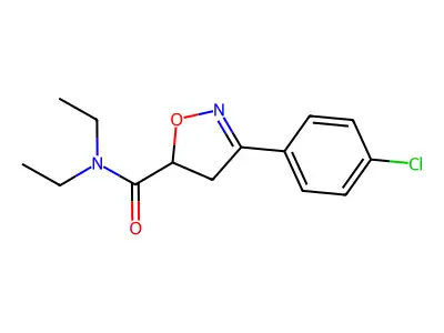 3-(4-chlorophenyl)-N,N-diethyl-4,5-dihydro-1,2-oxazole-5-carboxamide structure