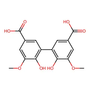 6,6'-Dihydroxy-5,5'-dimethoxybiphenyl-3,3'-dicarboxylic acid structure