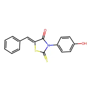 (5Z)-5-benzylidene-3-(4-hydroxyphenyl)-2-thioxo-1,3-thiazolidin-4-one structure