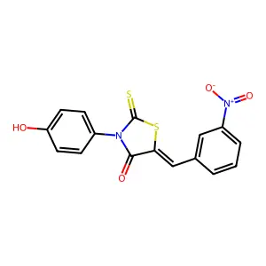 (Z)-3-(4-hydroxyphenyl)-5-(3-nitrobenzylidene)-2-thioxothiazolidin-4-one structure