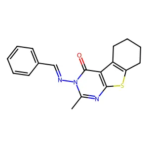 5,6,7,8-Tetrahydro-2-methyl-3-[(phenylmethylene)amino][1]benzothieno[2,3-d]pyrimidin-4(3H)-one structure