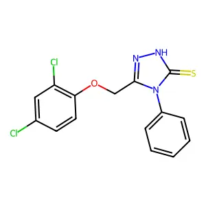 3-[(2,4-dichlorophenoxy)methyl]-4-phenyl-1H-1,2,4-triazole-5-thione structure