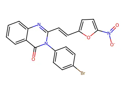 3-(4-bromophenyl)-2-[(E)-2-(5-nitrofuran-2-yl)ethenyl]quinazolin-4-one structure